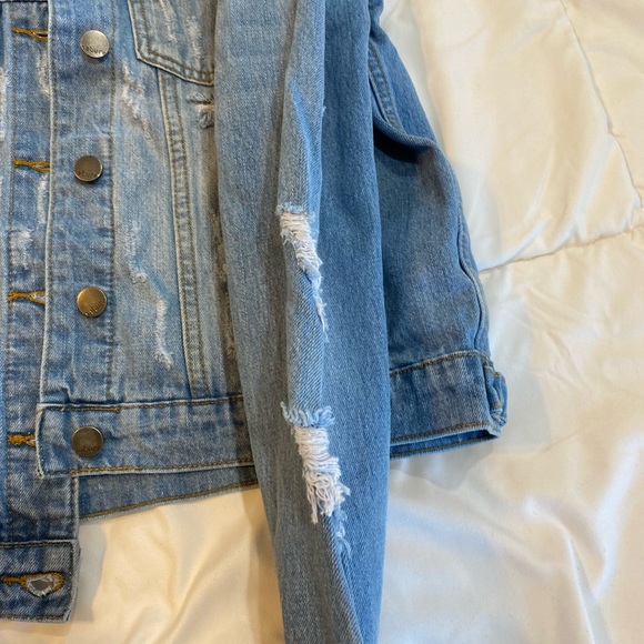 Distress Denim Womens Jacket Natures Denim Pink Lilly Size L - Picture 8 of 11